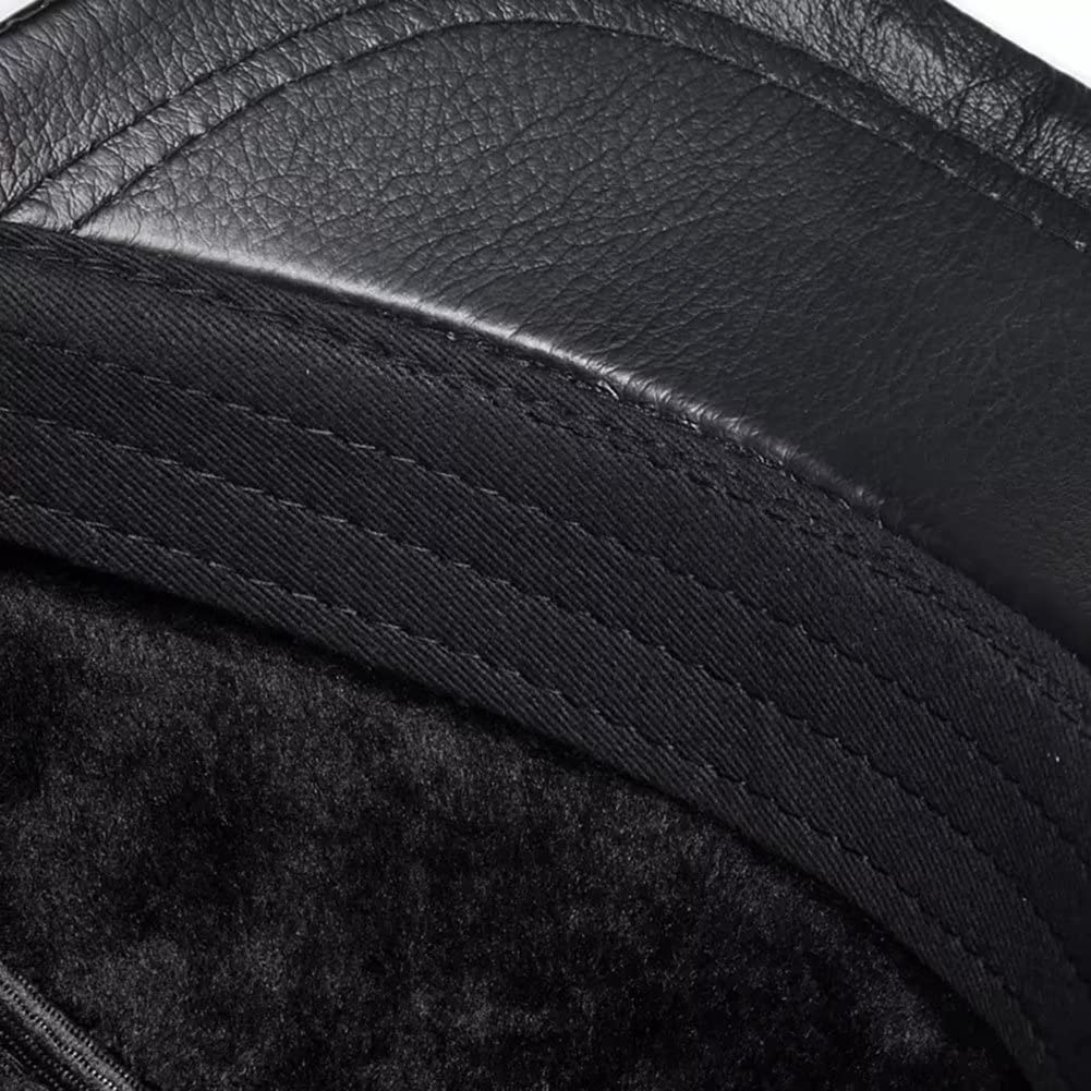 DongBao Gorro de Invierno Térmico Gorro de Aviador con Orejeras Sombrero de Esquí Ciclismo Senderismo A Prueba de Viento Gorra de Béisbol de Cuero