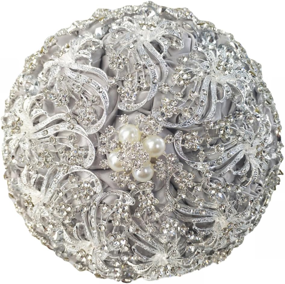 DOTKV ウェディングブーケ シルバー ラグジュアリー 人工ダイヤモンド