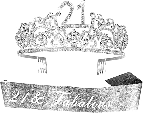 21st Birthday Sash and Tiara for Women - Fabulous Set: