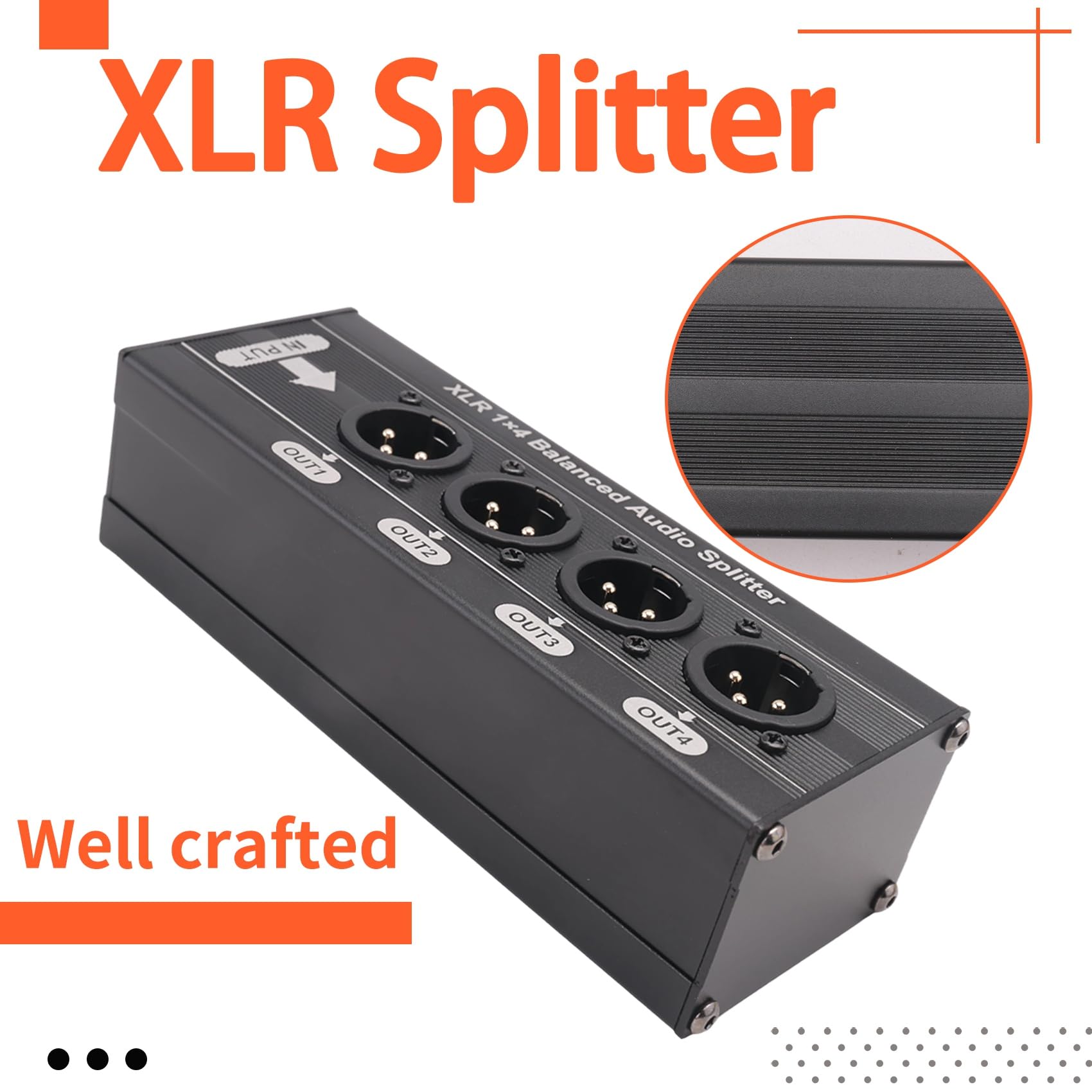 Splitter Audio Équilibré XLR 1x4 3 Broches 1 sur 4 Boîte de Distribution de Signal sans Alimentation