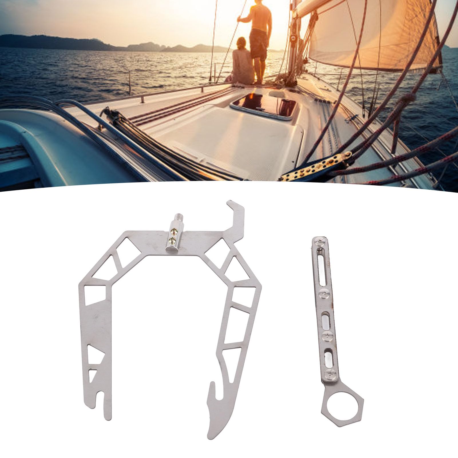 KIMISS Dock Hook Pole, U Type Mooring Rope Threader Stainless Steel Dock Hook Cable Wire Guider Ship Parking Tool (Normal Version)