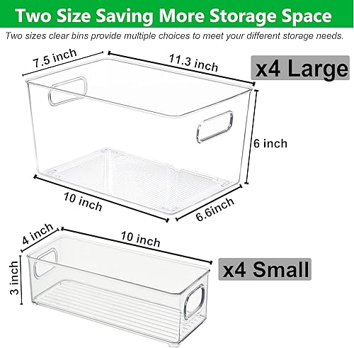 Miniatura 3 de Yipaga Juego de 8 cubos de almacenamiento de plástico transparente, contenedores de almacenamiento apilables para organización de despensa y cubos
