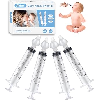 Baby Nasal Syringe Pack of 4 Reusable Nose Rinse for Children 10 ml Portable Nose Rinse with Silicone Nasal Suction Tip High-Quality Nose Rinse Set Safe and Comfortable