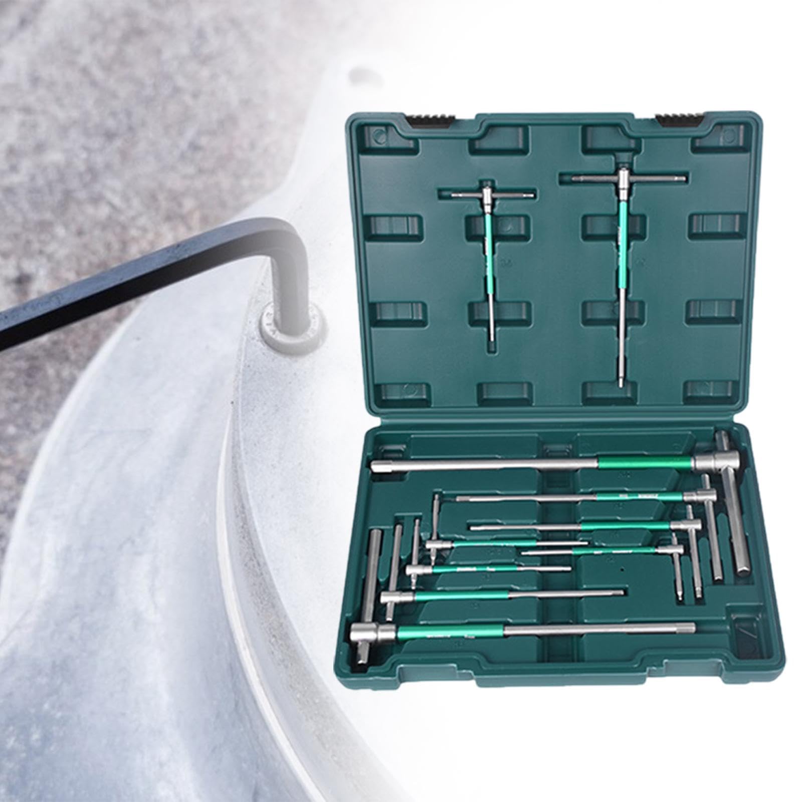 Fenteer Tiep di manico T, strumenti di riparazione della bici a 360 ° rotazione portatile porta scorrevole Allen chiave, 10 Pezzi