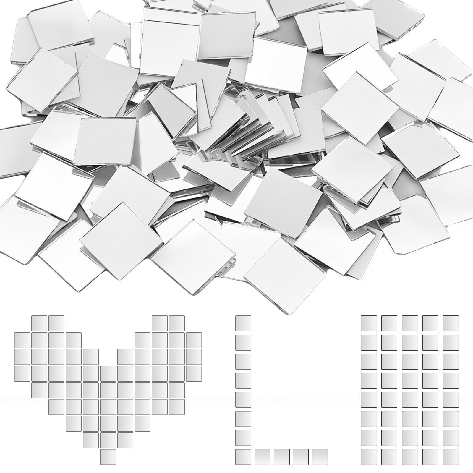 100PCS Mini Size Acrylic Square Mirror Adhesive Stickers 0.8'' x 0.8'' Small Decorative Mosaic Tiles Square Mirror Tiles for Crafts and DIY Projects