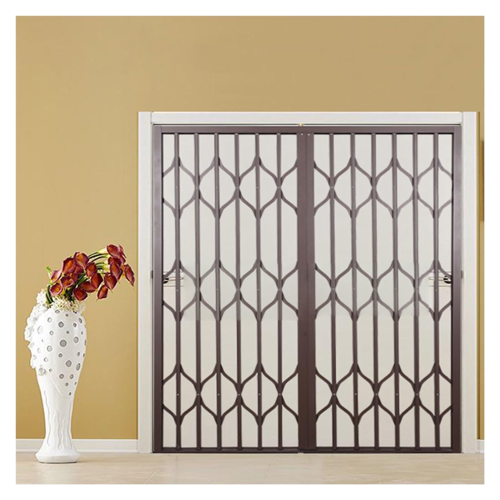 Fenstergitter Einbruchschutz Hochleistungs-Einbruchschutz-Teleskopfenster Mit Einer Höhe Von 90 100 110 120 CM, Faltbarer Fensterschutzzaun Für Schutz Von Kindern Und Haustieren(80x120cm)