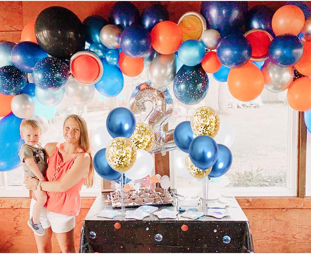 TONIFUL 4 Blue White Gold Balloon Centerpieces for Table,Balloon Stand kit for New Year 2026, Birthday Decorations,Class of 2026 Graduation Decorations,Baby Shower,Party Decorations - Image 5