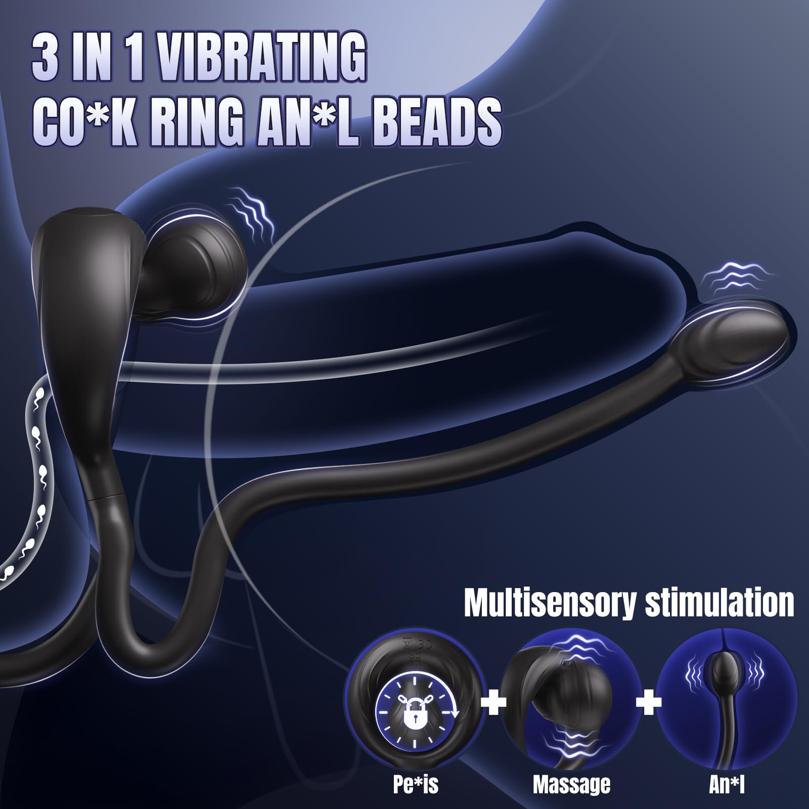 Anillo vibrador para el pene Juguetes anales，4 motores anillo vibradorador pene clítoris juguetes eróticos para pareja sexuales Vibrador de próstata para hombres con 10 vibraciones para erecciones
