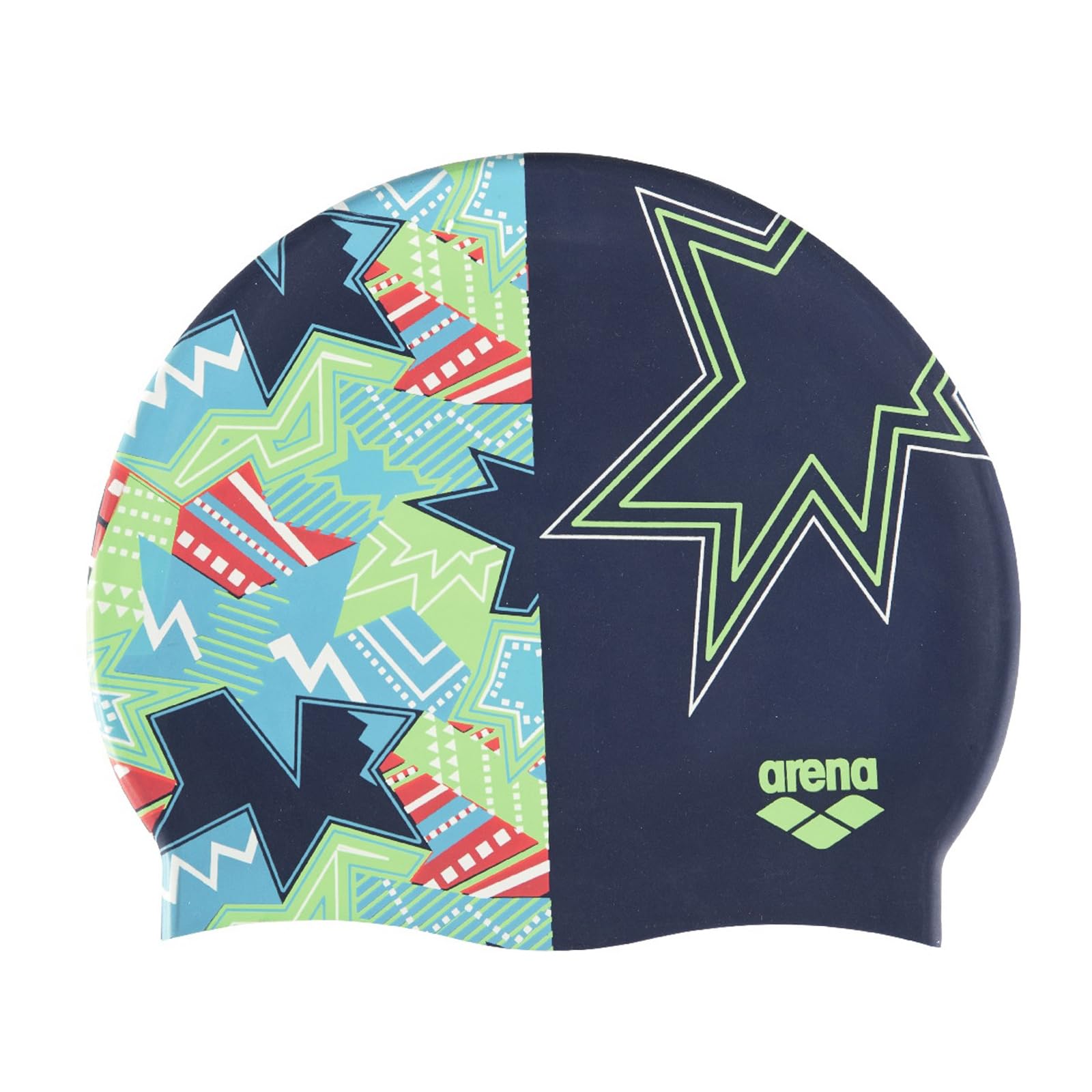 Arena Print 2 Unisex Silicone Swim Cap for Adults, Women and Men Intensive Training Comfortable Non-Slip Long Hair Swimm