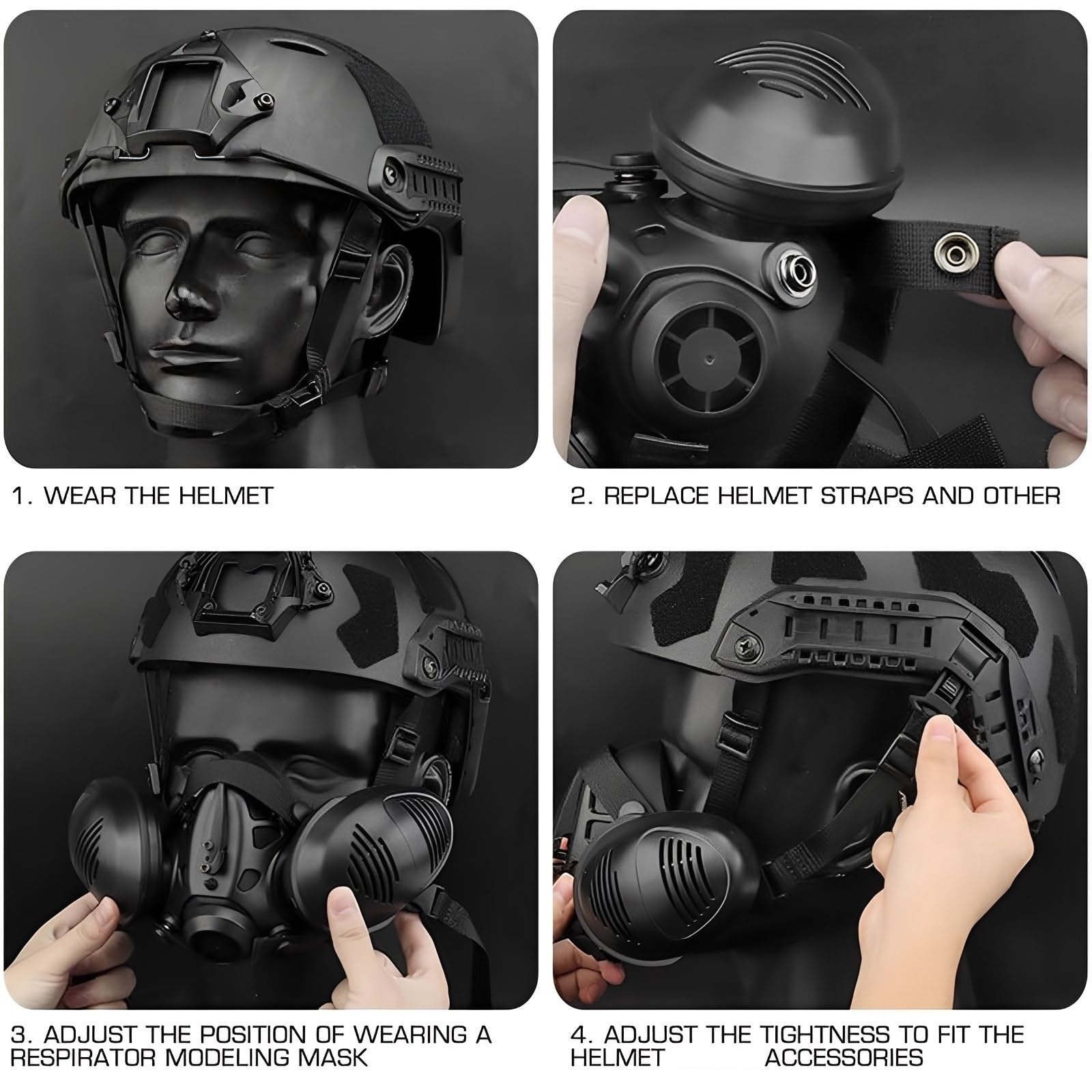 Taktischer Fast Airsoft-Helm Mit Doppel-Atemschutzmaske (Halbgesichtsmaske) Für Paintball, Jagd Und Outdoor-Ausrüstung
