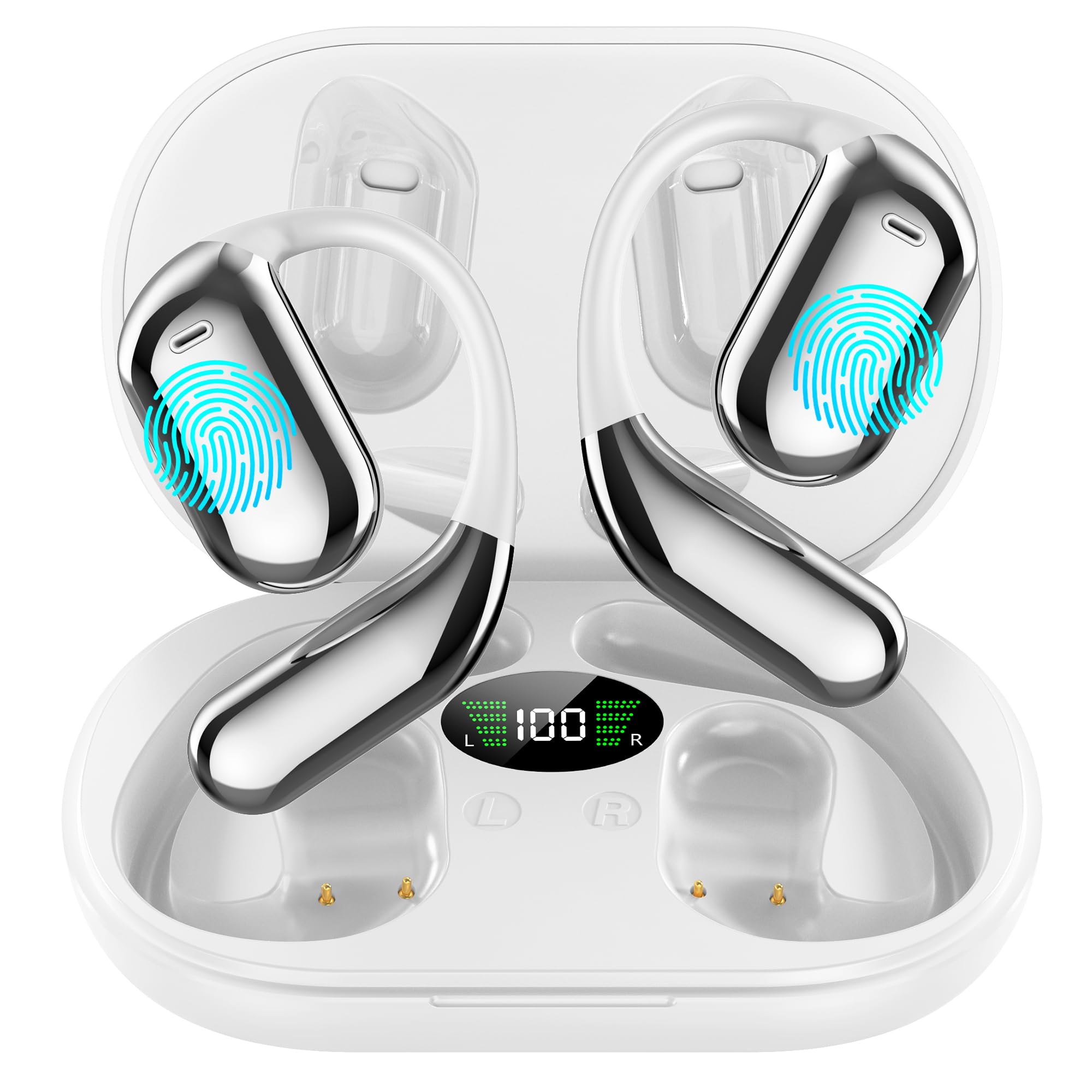Ai Translation Earbuds Real Time, 3 in 1 Language Translator Earbuds, HF Sound, Long Battery Life, Bluetooth 5.4 Headphones for Business Learning Travel with Charging Case, White (No Subscription Fee)
