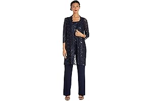 Sequined Plus Size Formal Pant Suit