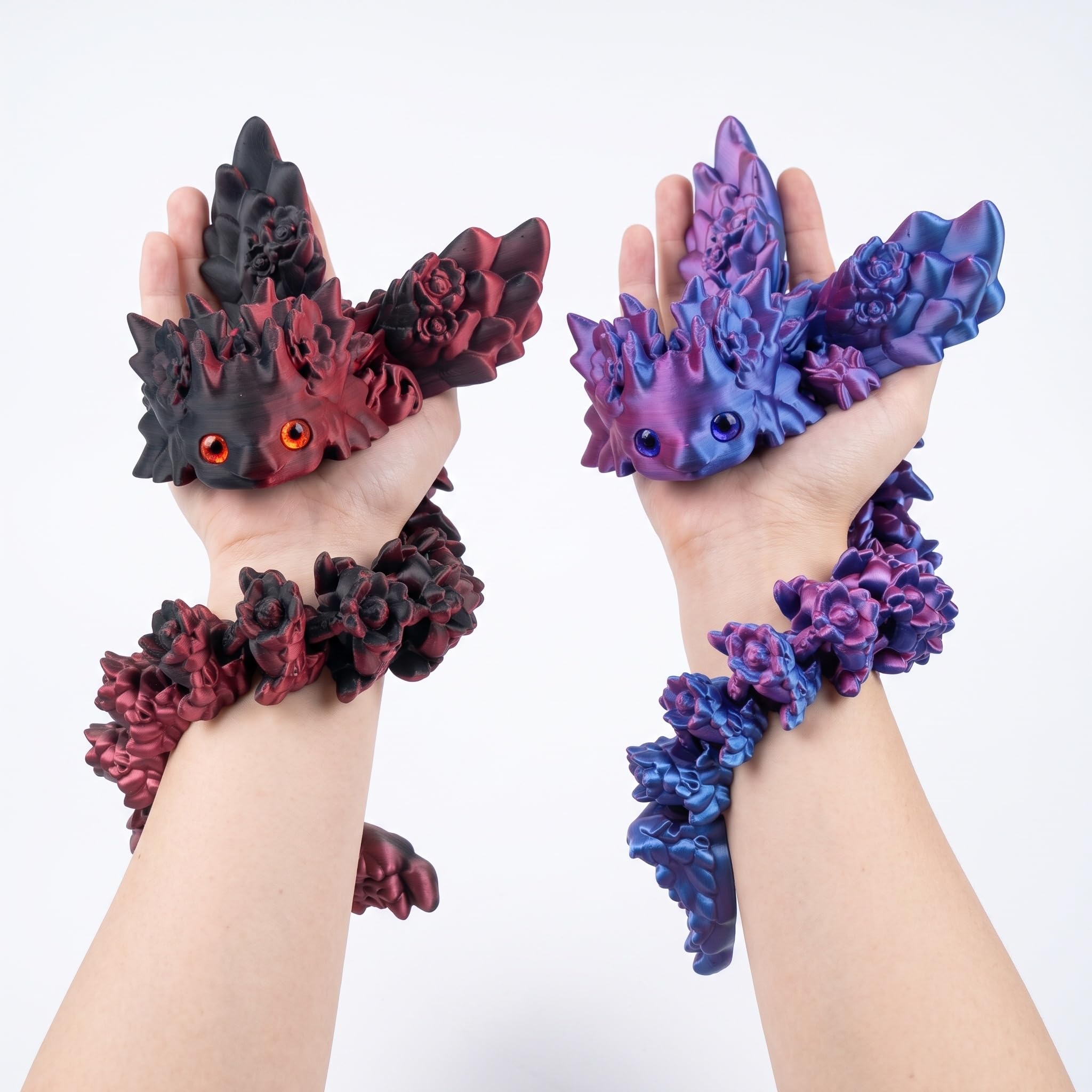 2 Pack Axolotl 3D Printed Articulated Figures for Desk Home or Office Display Collectible Model Adjustable Posing Lightweight Decorative Ornament for Adults and Teens (Blue Purple&Red Purple)