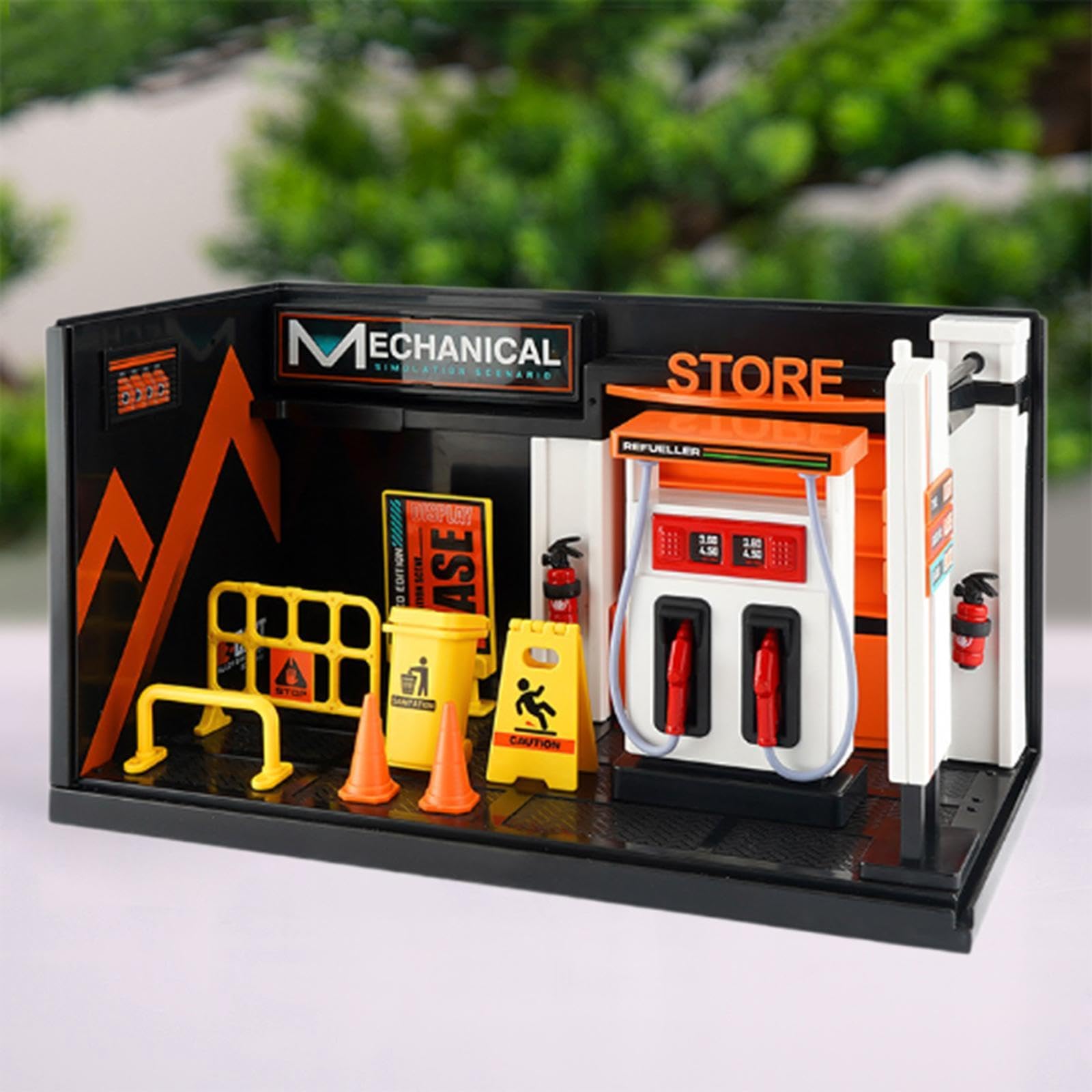 Diorama in 1/24, Modello di Garage per Auto, Simulazione di Scenario, Modello in Metallo Pressofuso, Scena di Garage per Tavolo di Sabbia, Colle, con Macchina per Olio