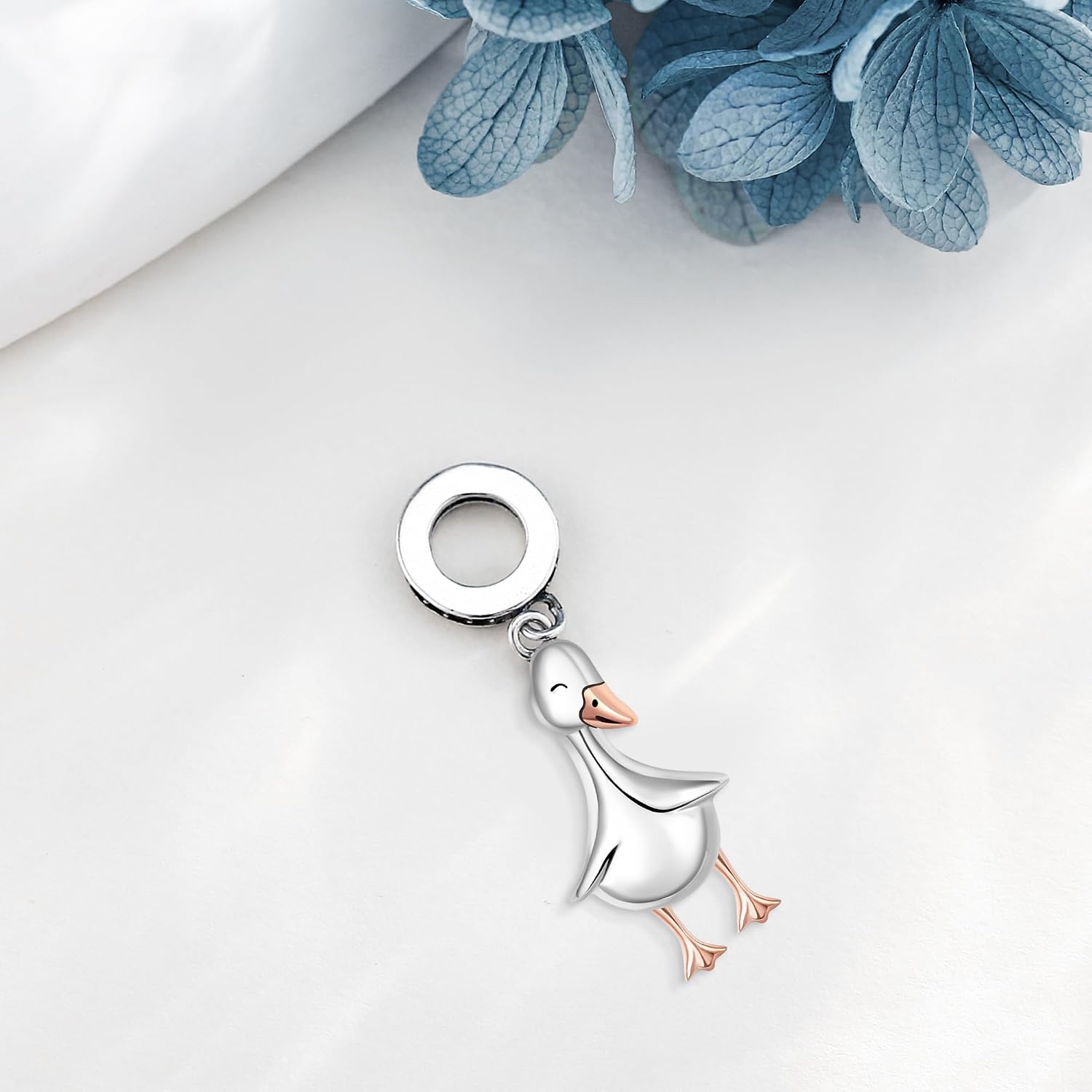 S925 Sterling Silver Duck Charms Beads for Bracelets Necklaces Cute Duck Jewelry Gifts for Women