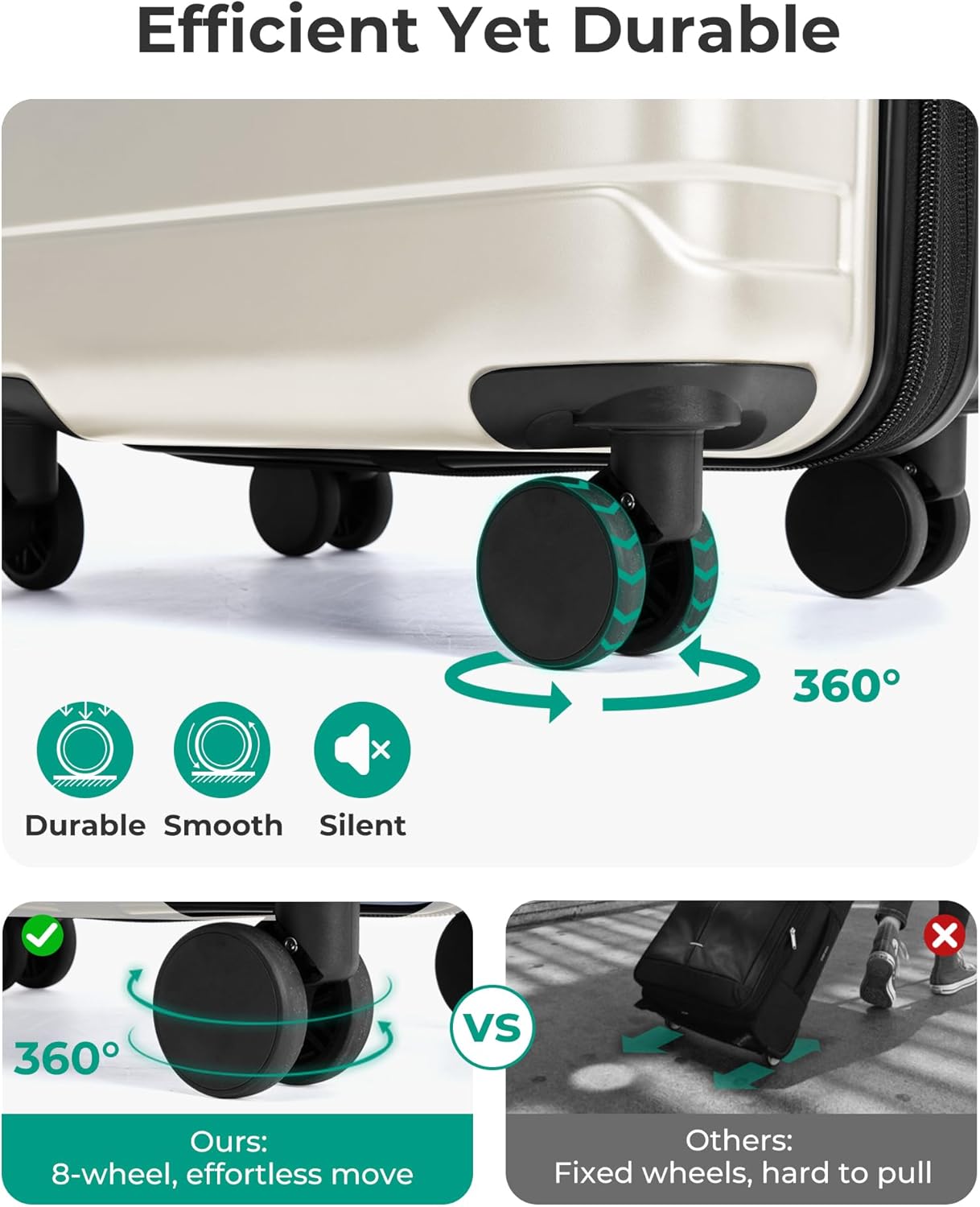 BAGSMART Carry On Luggage 22x14x9 Airline Approved with Spinner Wheels,Lightweight 20 Inch Luggage with TSA Lock,Expandable Hard Shell Carry On Suitcases for Men Women,White - Image 5