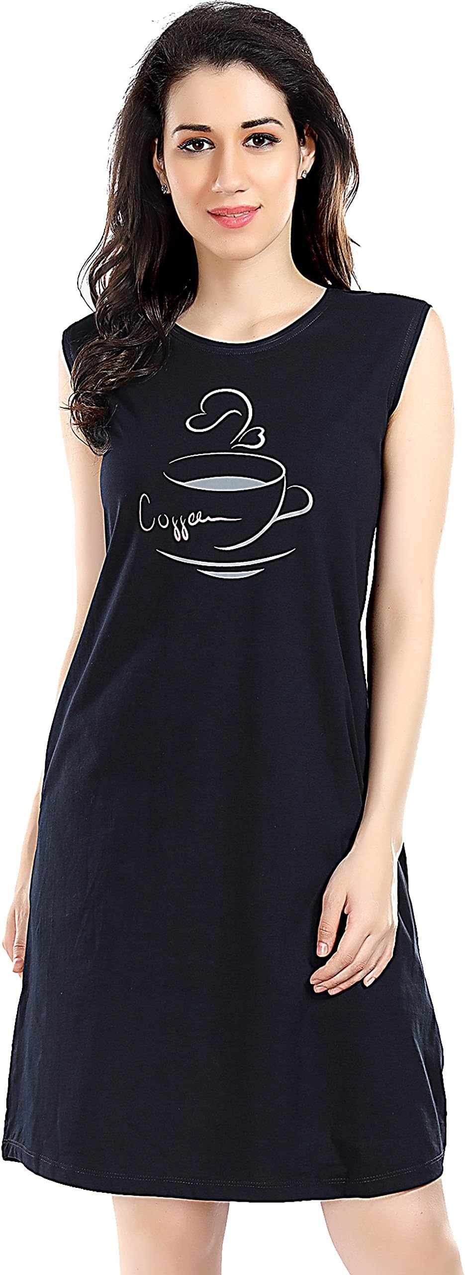 AV2 Women's Cotton Plain Above knee Night Dress