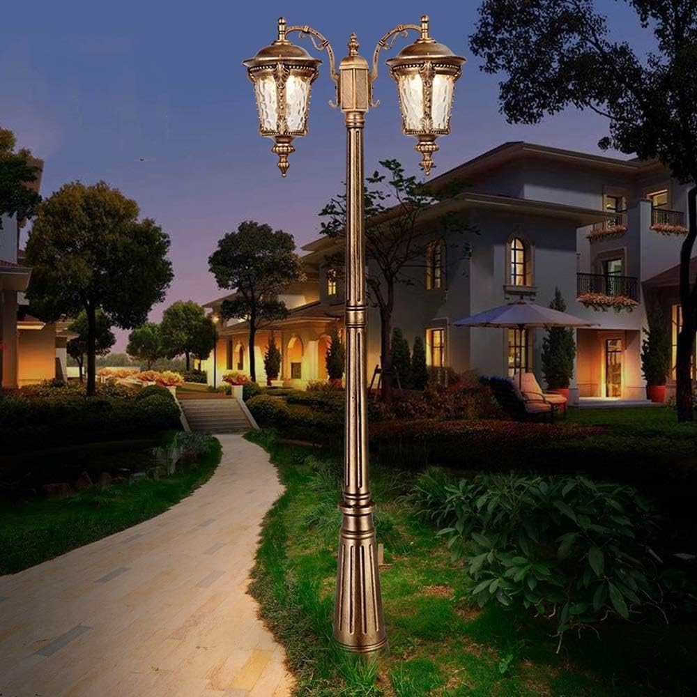 Lights Outdoor E27 2-Light European Landscape Garden Lantern Outdoor Column Lamp Floor Lamp Tradition Antique Victoria Waterproof Glass Bollard Light Garden Lawn Decoration Street Light Post Light Sta