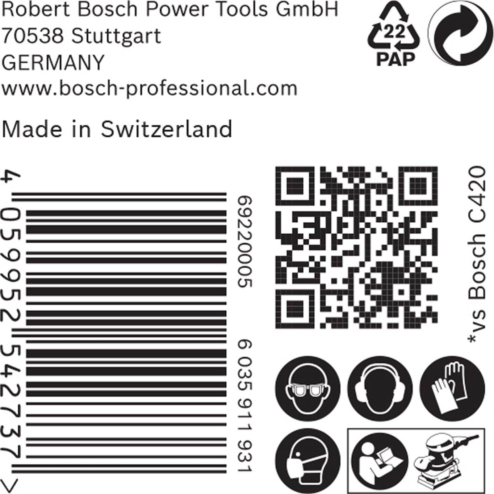 Bosch 50x Carta abrasiva EXPERT C470 con 8 fori per levigatrici orbitali