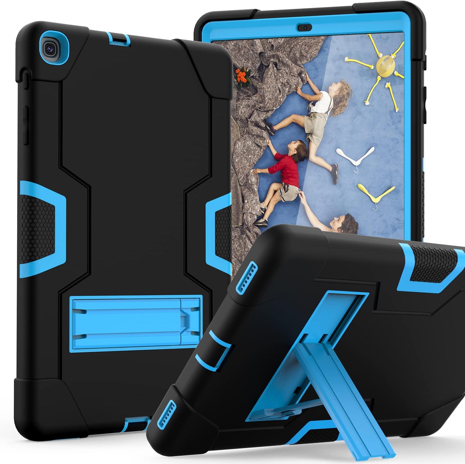 Cantis Galaxy Tab A 10.1 Case 2019 Model(SM-T510/T515),Slim Heavy Duty Shockproof Rugged Case High Impact Full Body Protective Case for Samsung Galaxy Tab A 10.1 Inch 2019 Release (Black+Blue)