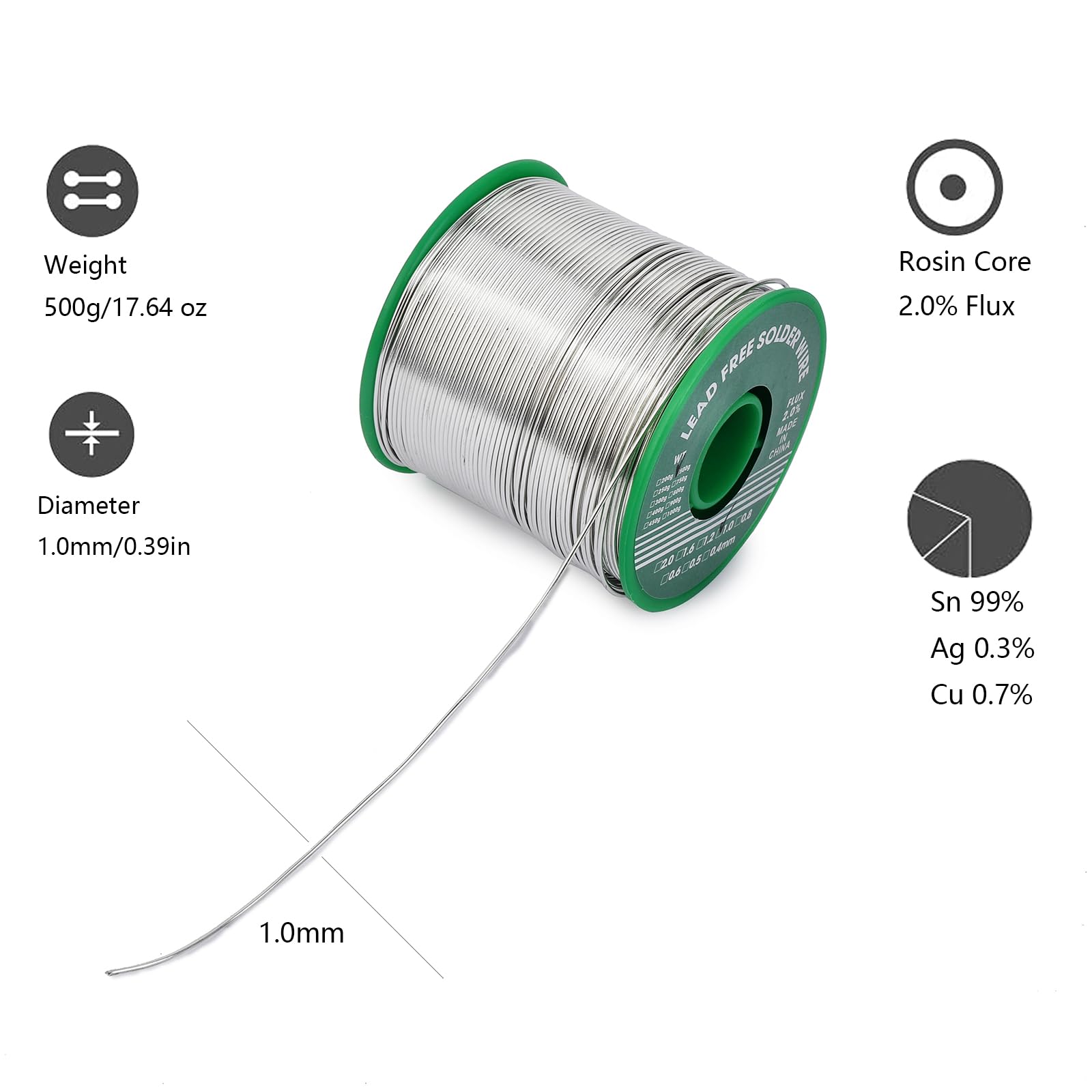 Filo Per Saldatura Senza Piombo 0.6mm Con Nucleo Colofonia - 100g Per Elettronica E DIY - Foto 3