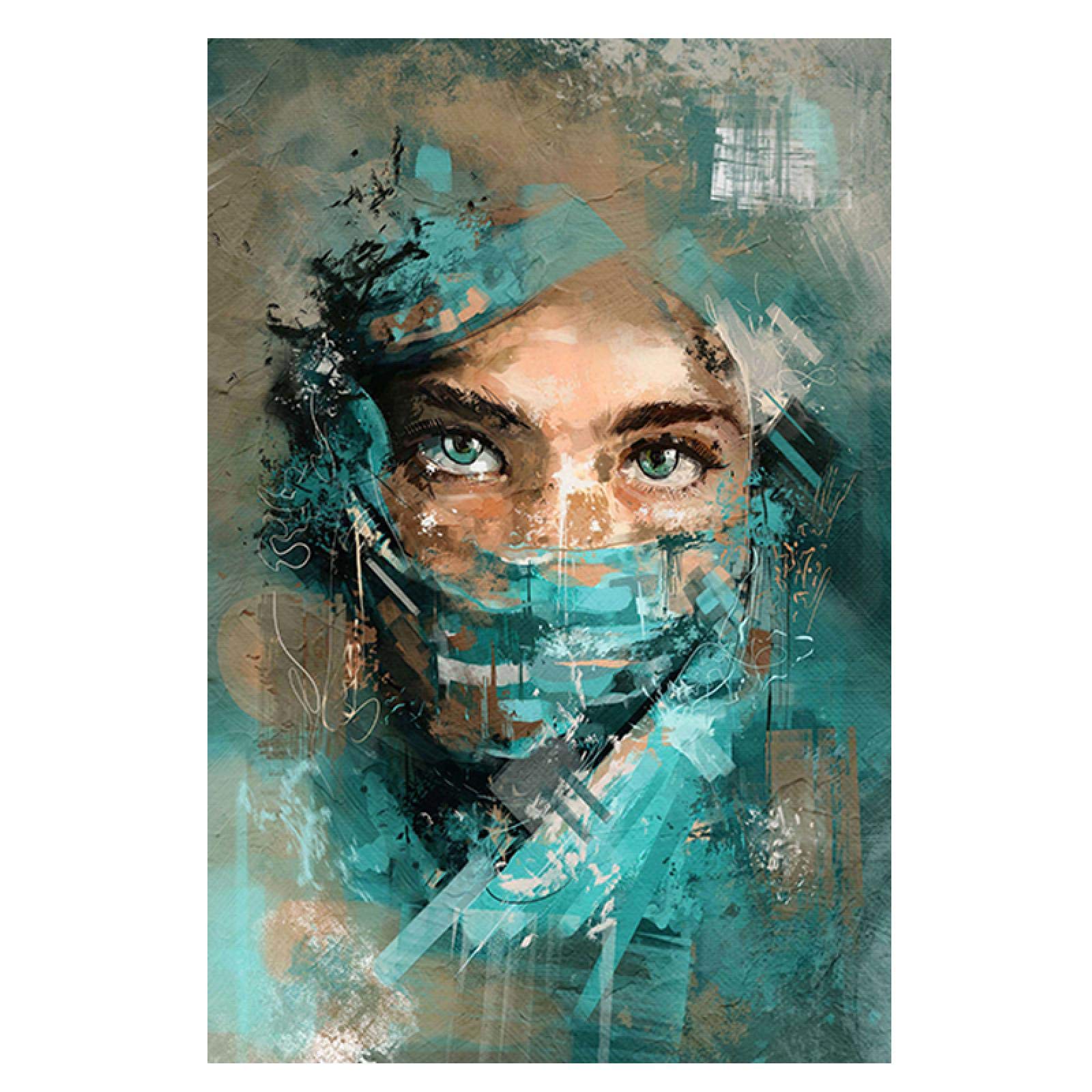 Yooyu Carteles de Lienzo de Arte de Pared de Chica enmascarada Africana, Carteles de Graffiti e Impresiones, Retrato de Mujer, Cuadros de Arte Callejero, decoración del hogar, 70x90cm sin Marco