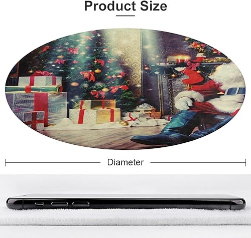 Miniatura 3 de Alfombras redondas de 3 pies con diseño de Papá Noel, chimenea, sala de juegos, antideslizante, árbol de Navidad, tapete suave y absorbente para
