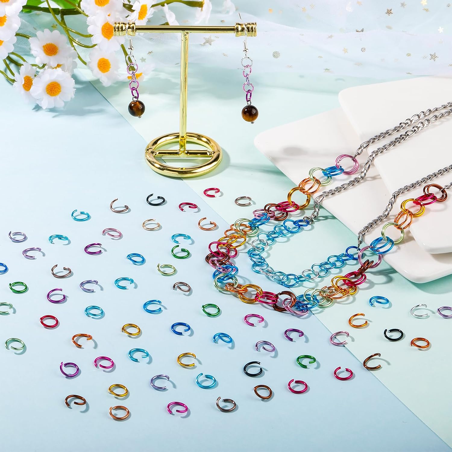 2040 Pcs 24 Colors Aluminum 10mm Jump Rings for Jewelry Making Colored Jump Ring Chainmail Rings for Necklaces Bracelet Earring Jewelry Making(10mm)
