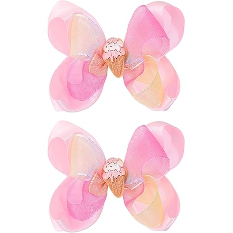 Colorful hair barrettes | Non-slip bows | Ice Cream hair accessories