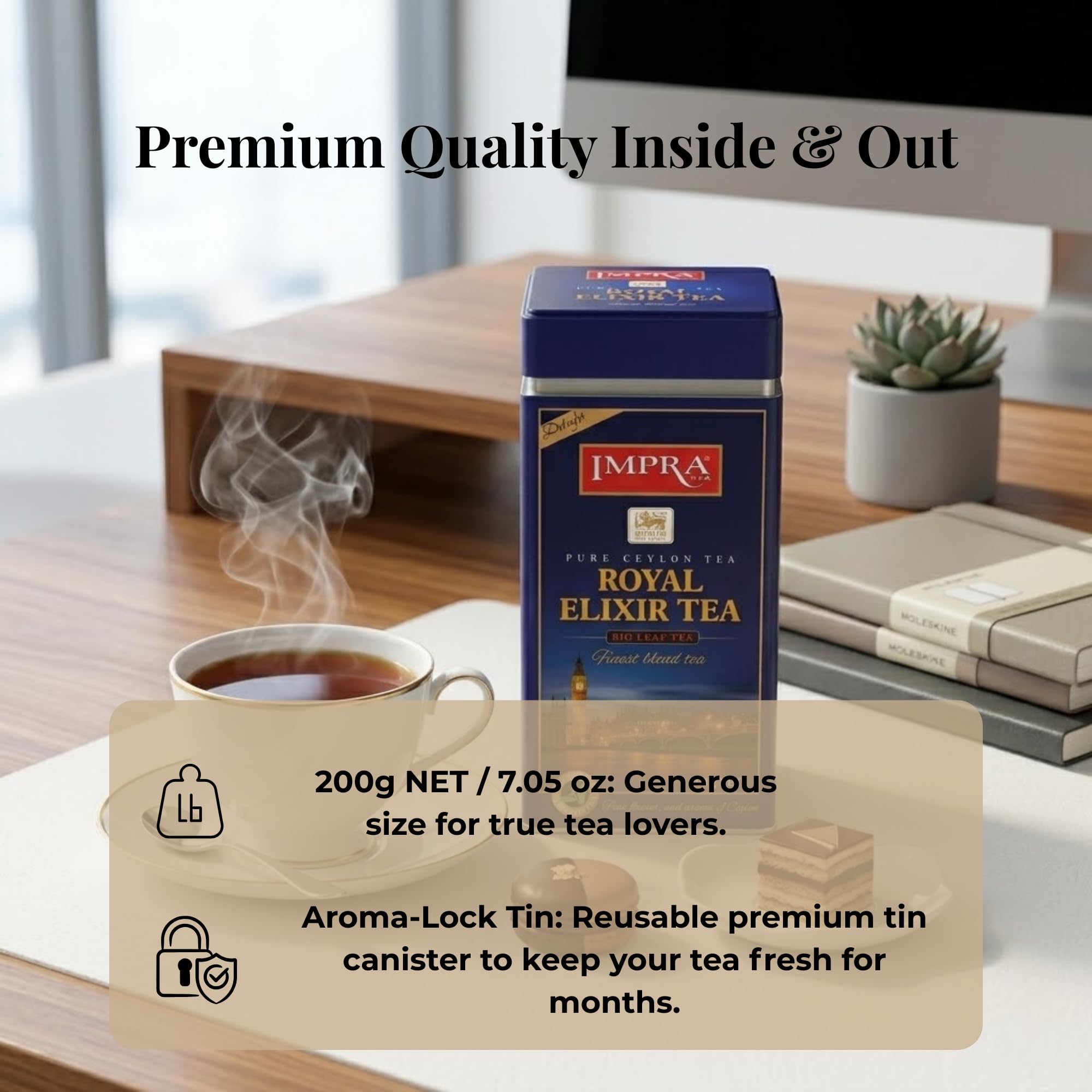Impra Delight Loose Leaf Tea in Embossed Tin Caddy 200g 7.05 oz product thumbnail 7