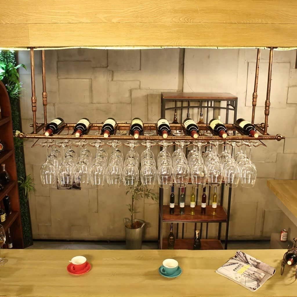 Wine Rack Wine Display Rack Red Wine Glass Rack Bar Counter Wine Rack Hanging Vintage Cup Holder High Wine Cup Holder Ceiling Wine Holder Storage T 150 * 30Cm Vision,E-100 * 30Cm