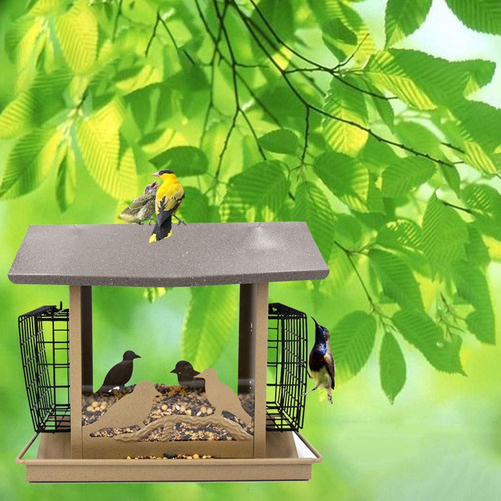 Comedero para Pájaros jaulas Alimentador de pájaros de Panorama al Aire Libre, con el alimentador de Aves Colgando del Techo for el Patio de la decoración del Patio del jardín fácil de Limpiar