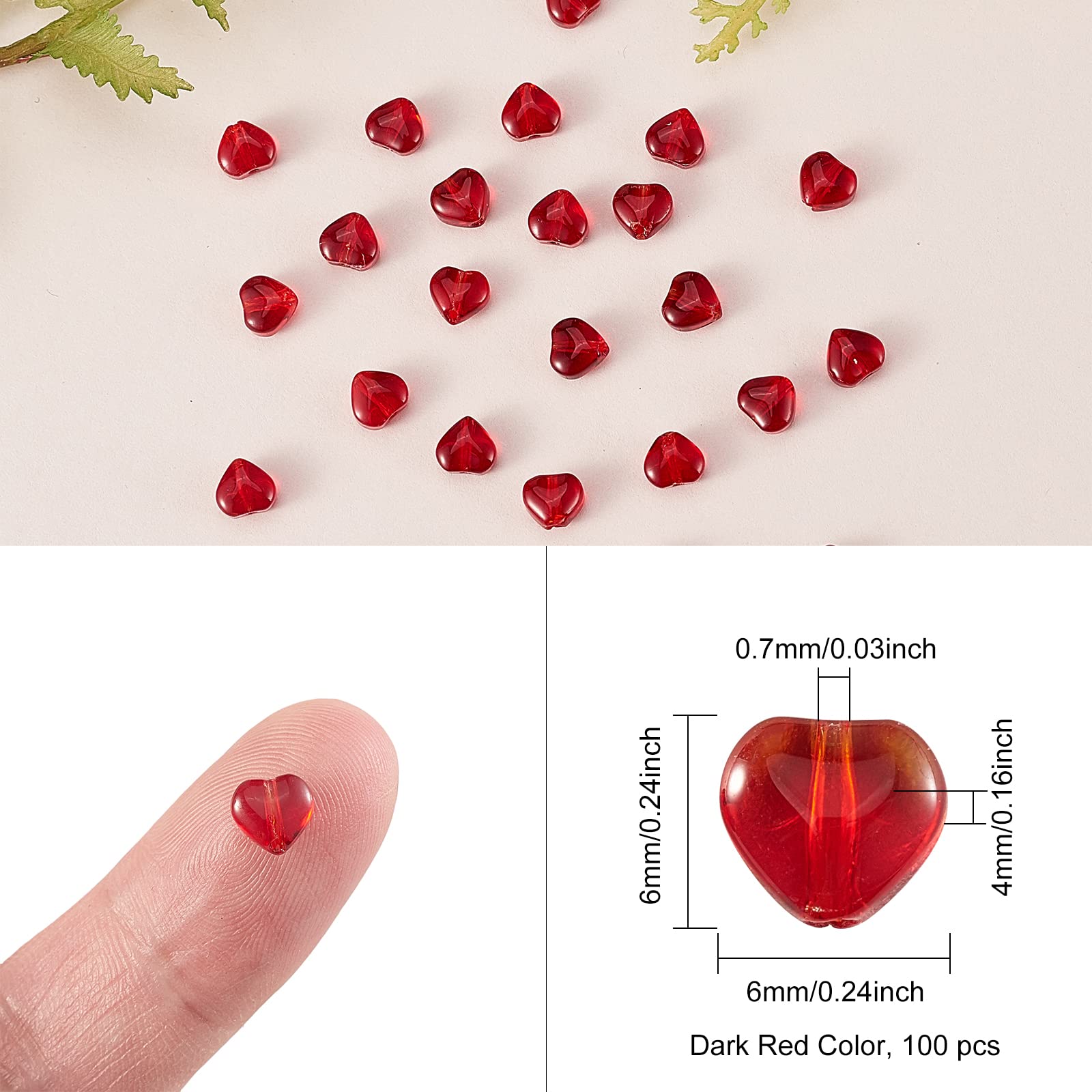 Uxcell Lot De 100 Perles En Verre En Forme De Fleur Pour La Fabrication De Bijoux, Breloques En Vrac, Rose Clair