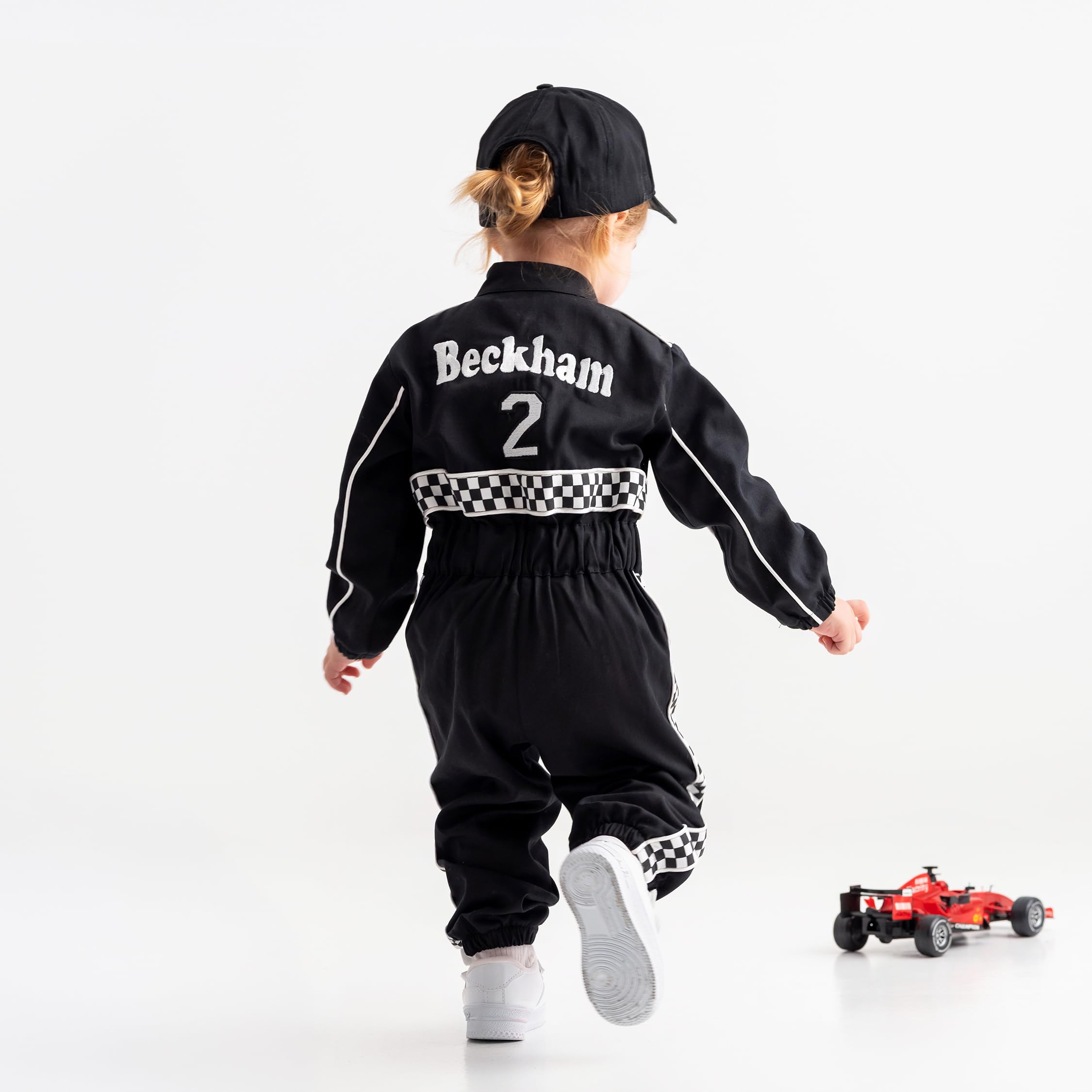 Costumes Club Personalized Handmade Race Car Driver Costume for Toddlers (2T, Black), 2 Years - Image 6