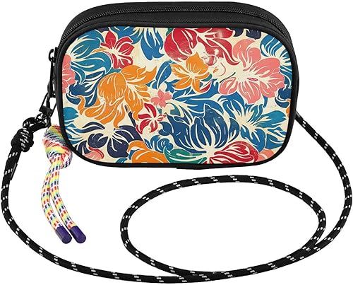 Miniatura 2 de KLL Colorful Retro Flower Patterns Cute Crossbody Bags for Men Beauty with Adjustable Strap Small Shoulder Bags Have a meal