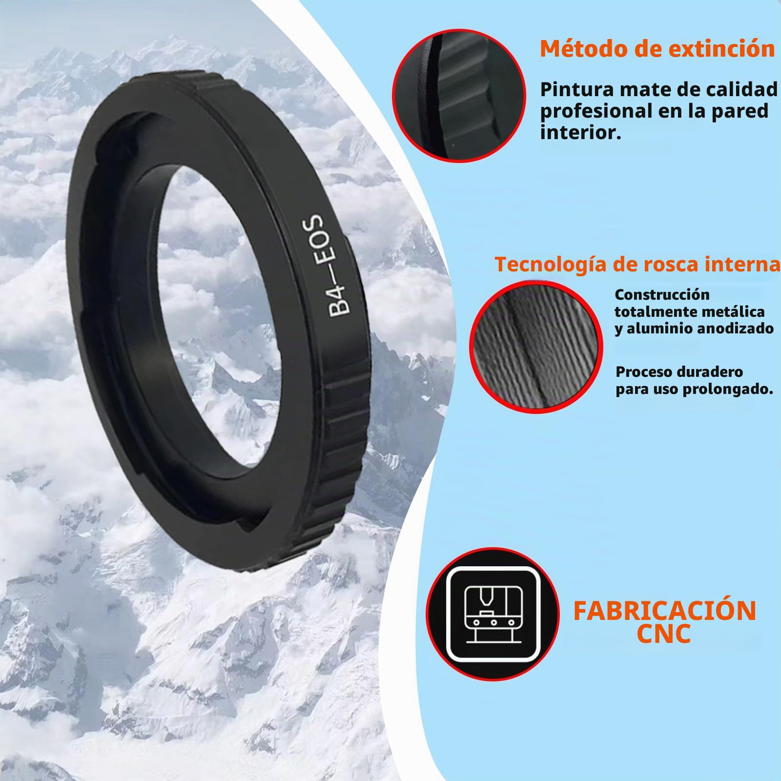 B4-EF - Anillo adaptador de objetivo para B4 2/3 pulgadas, compatible con cámara EF EF-S 1D,1ds,5D,10D,20D,30D,40D,50D,60D,Rebel xt,xs,T2i,T3,400D,B4 to EF Lens Adapter