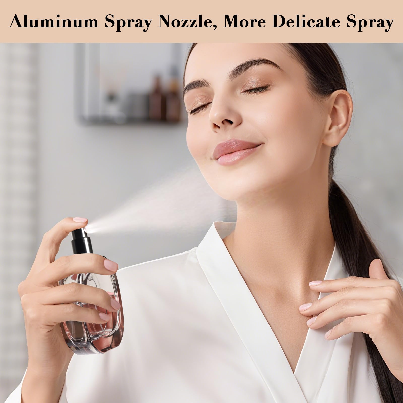 3-częściowy atomizer 50 ml z torebką, puste okrągłe buteleczki na perfumy ze szkła dla mężczyzn i kobiet, przezroczysta czarna torebka na perfumy do ładowania podczas podróży do zapachów