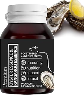 Oyster Extract for Men & Oyster Essence Kangaroo Essence, Organic Pure Oysters Extract Peptides Capsules for Men & Women, Supports Energy & Immune Boost, Zinc, 60 Capsules