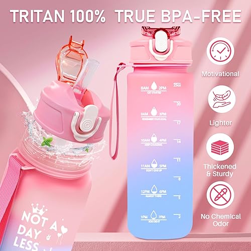 Miniatura 3 de Fabulous - Juego de botellas de agua de 25 onzas color rosa, regalos de cumpleaños para mujeres, divertidas ideas de regalo de cumpleaños para ella,