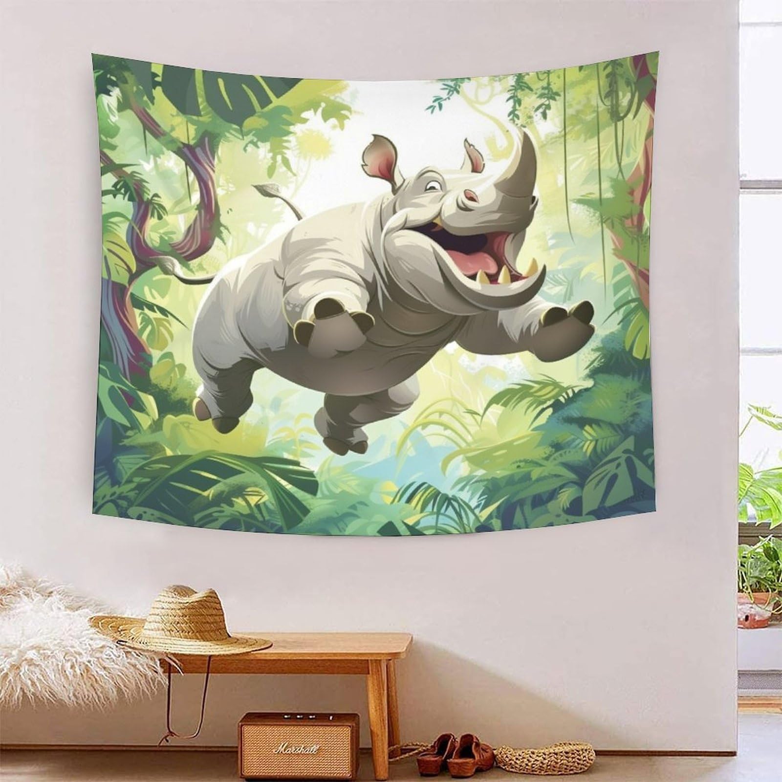 Couverture murale imprimée rhinocéros 3D idée cadeau originale