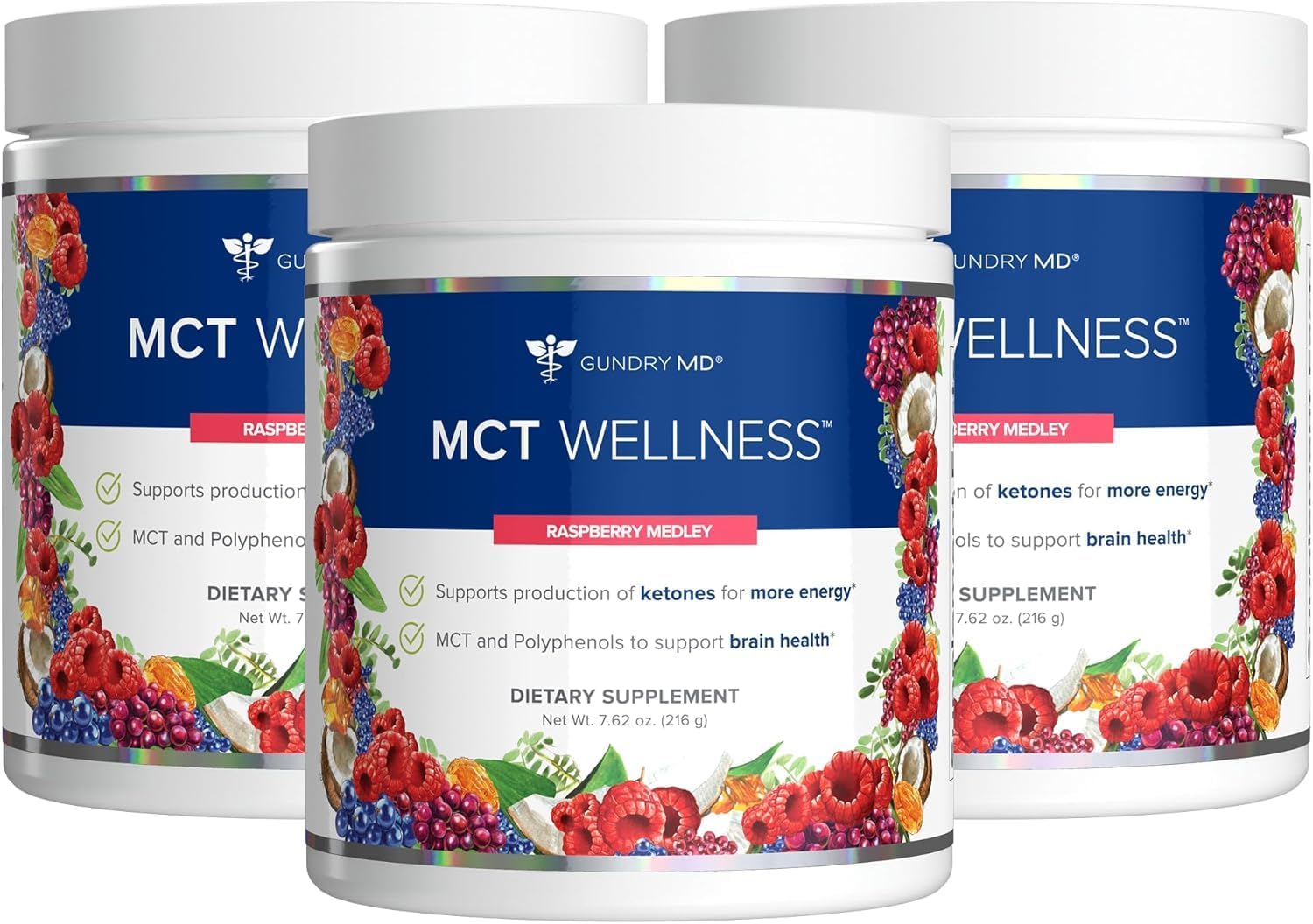 - Gundry MD MCT Wellness Powder to Support Energy, Ketone Production and Brain Health, Keto Friendly, Sugar Free (90 Day Supply, Raspberry Medley)