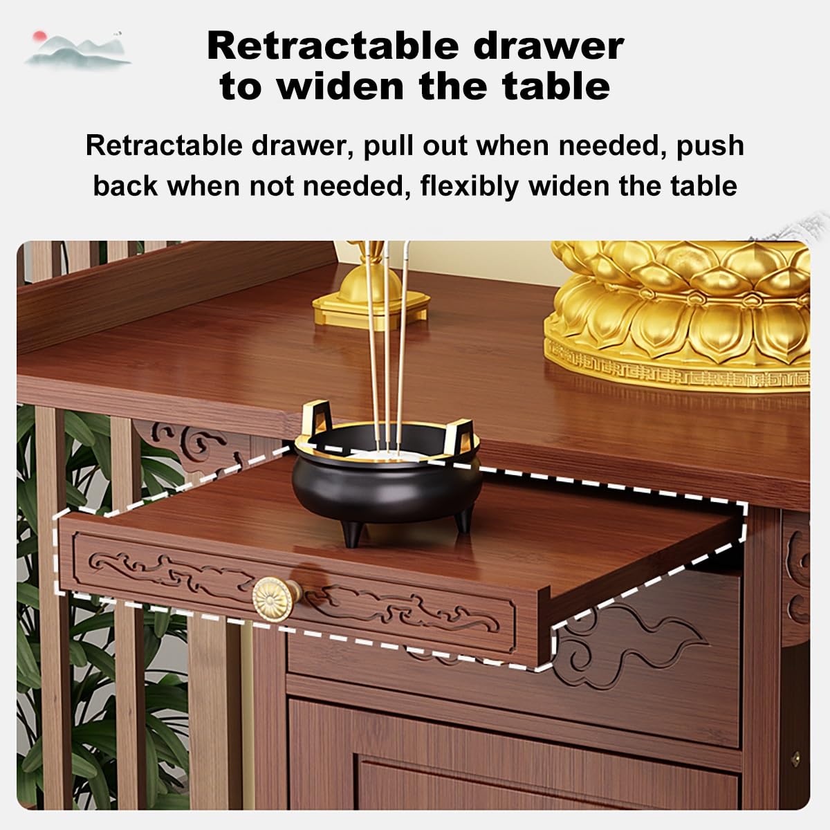 Mesa De Altar Mesa De Altar del Día De Muertos Santuario,Mesa De Almacenamiento para El Hogar Mesa Ofrenda con Pedestal De Gabinete Chino(50cm)