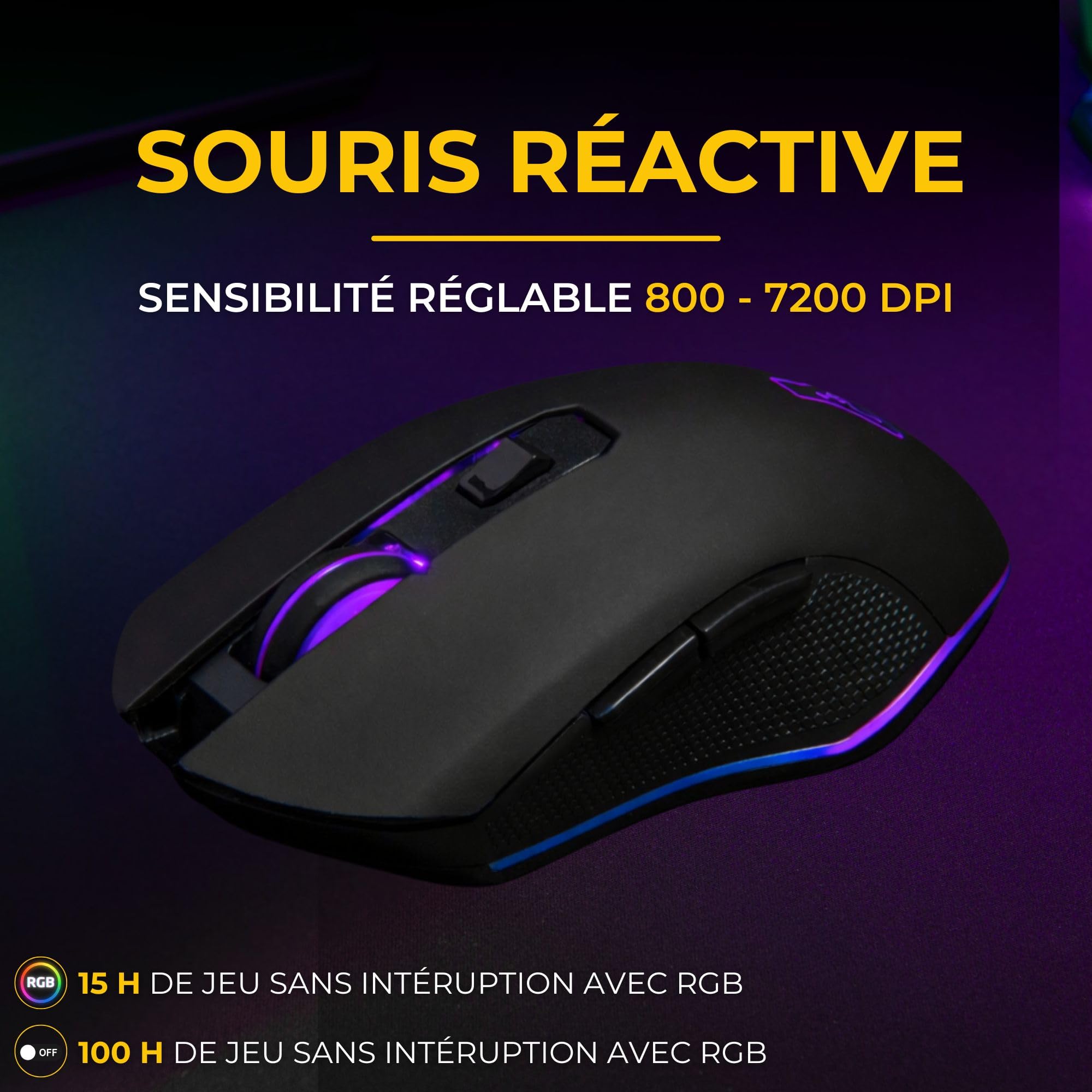 The G-Lab Combo Hydrogen WL – Pack Clavier Souris Gamer sans Fil – Clavier Gamer sans Fil 60% AZERTY FR RGB – Souris Gaming 7200 DPI – Double Mode 2,4GHz & Bluetooth – PC et PS