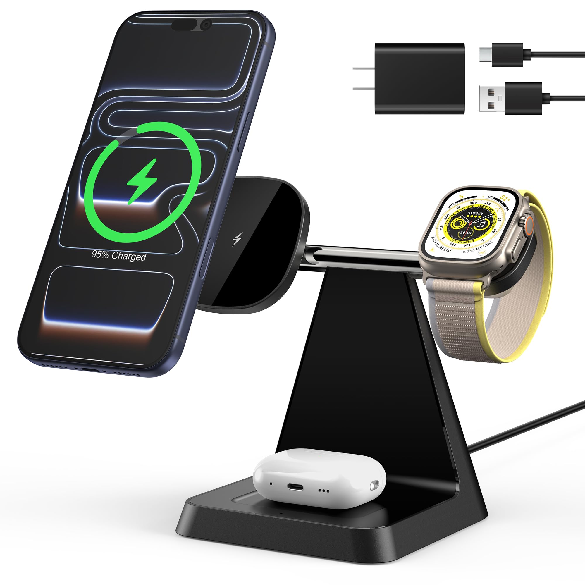 Amazon.com: 3-in-1 Magnetic Wireless MagSafe Charger Stand for