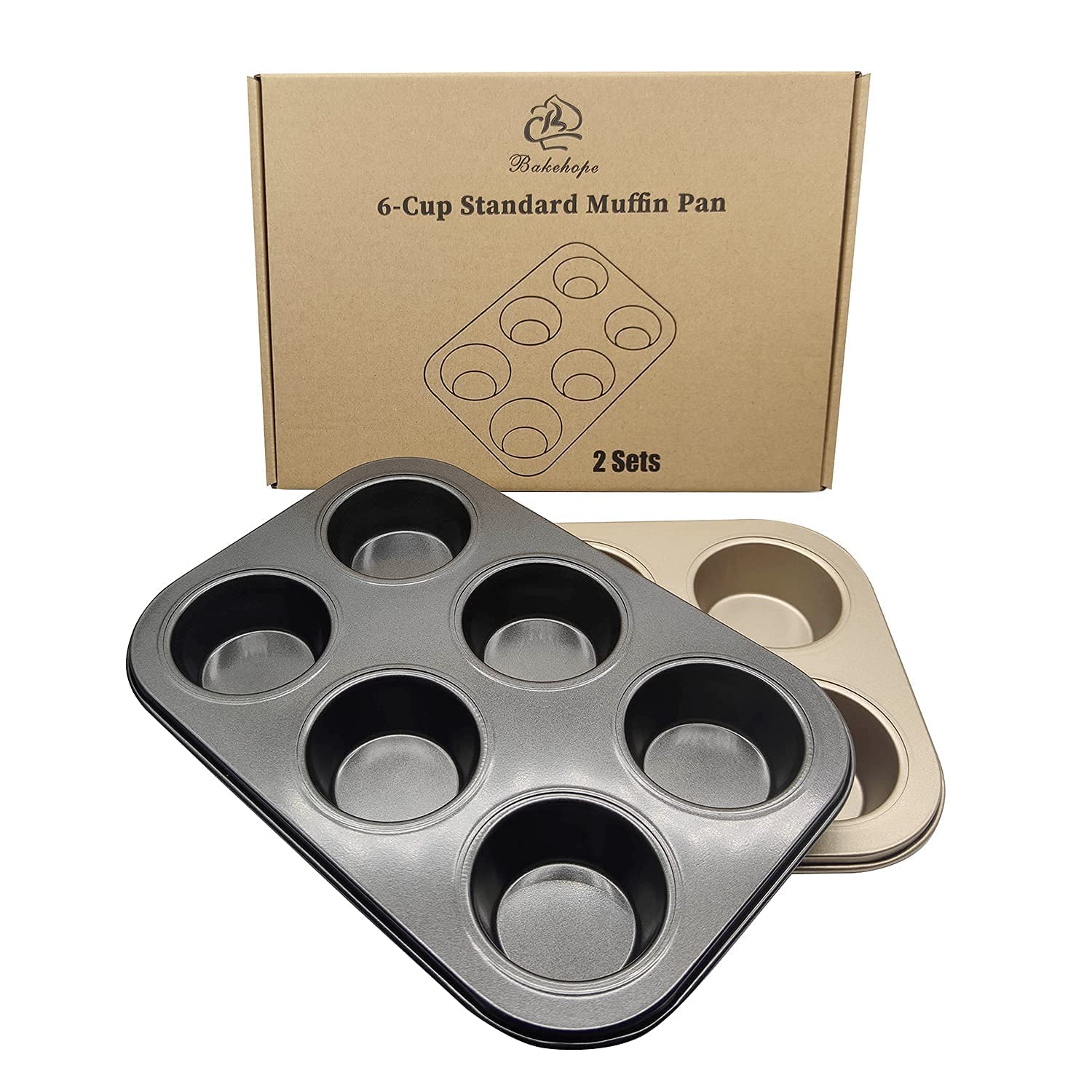 Antihaft-Muffinform-Set Aus Karbonstahl – 6 Goldene, Stapelbare Cupcake-Blechformen