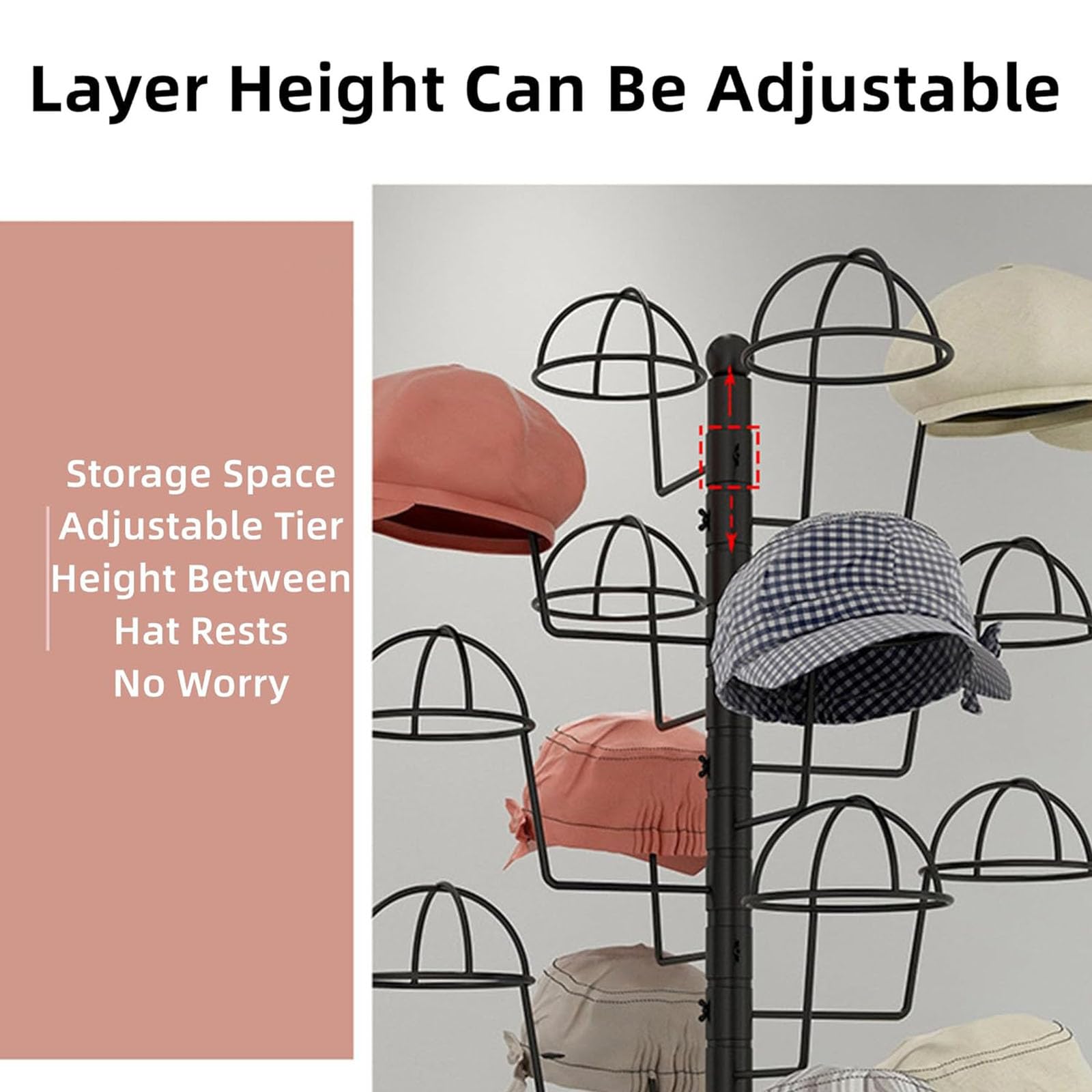 Supporto per cappelli – Supporto per cappelli da baseball in metallo per esposizione e conservazione, organizer autoportante per uso domestico o commerciale