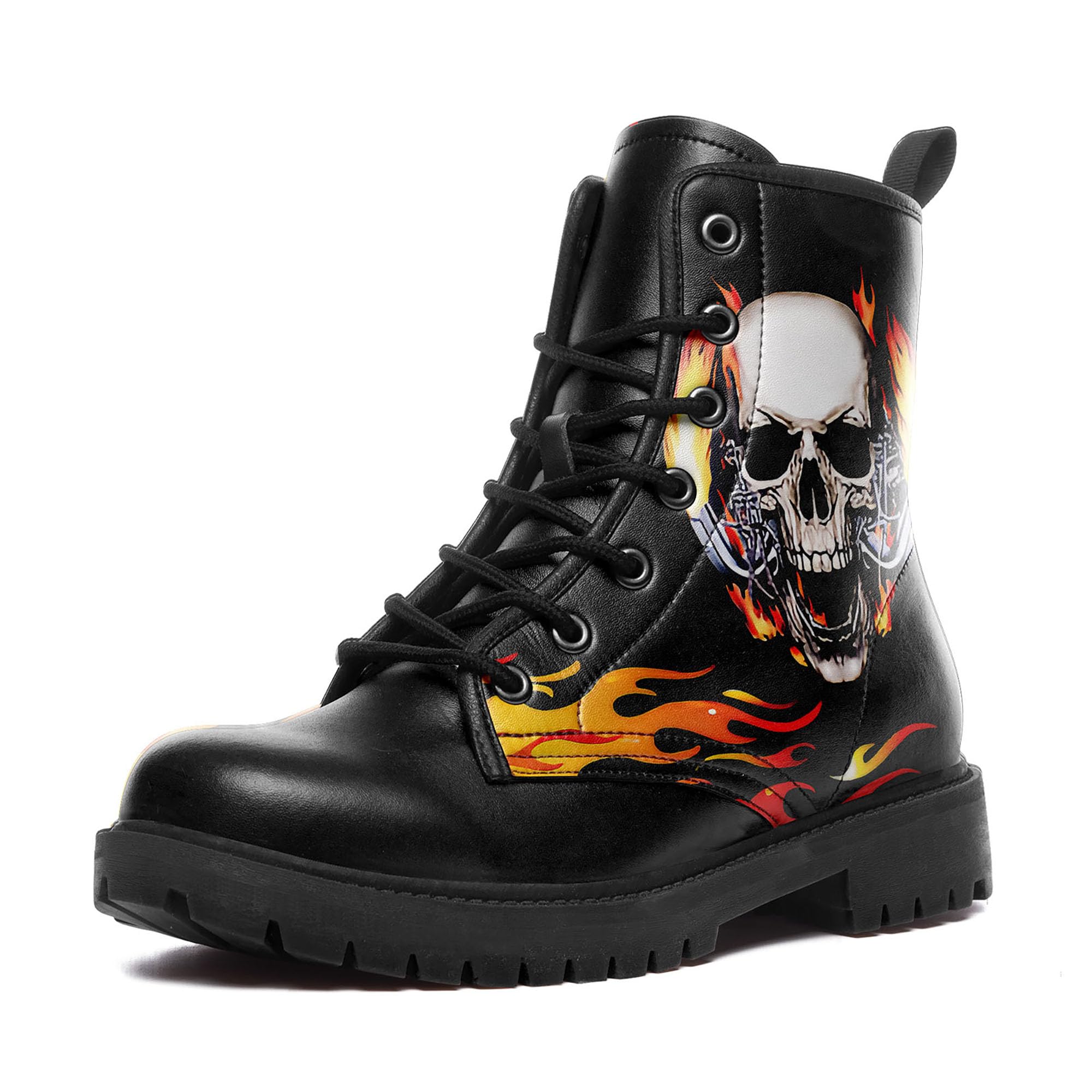 Coolcustomize Custom Black Combat Boots For Women Fashion Lace Up