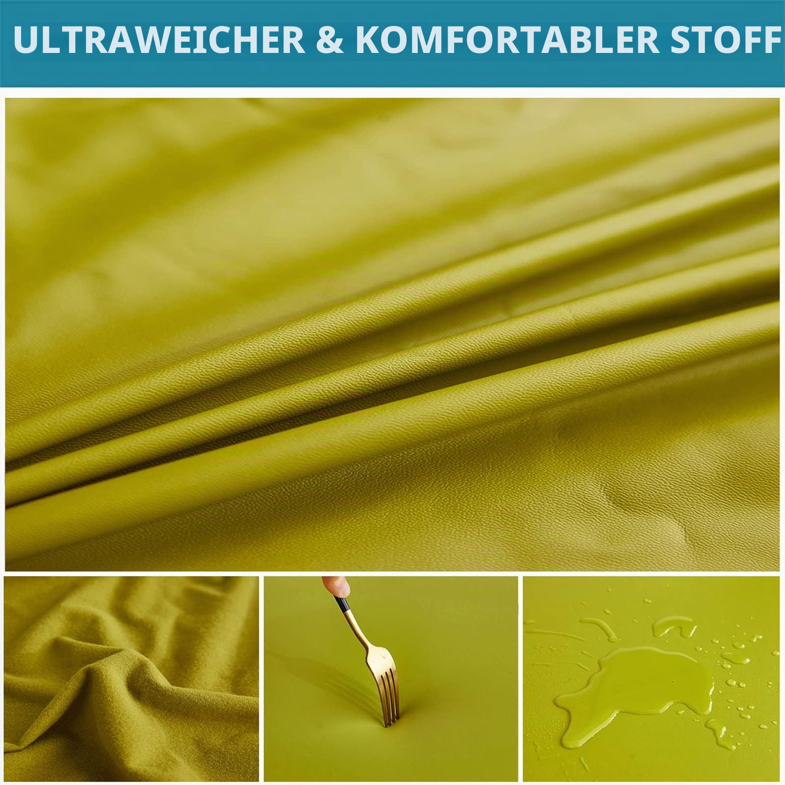 Esszimmer Stuhlhussen 2er/4er/6er Set, Wasserdichtes Pu Leder Stretch Stuhl-Universell Stuhlhussen Haus Büro Restaurant, Dekor Moderne Spann-Abdeckung (GrüN,4-Stück)