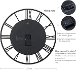 Lafocuse 23 Inch Wooden Real Moving Gears Wall Clock for Living Room, Black Farmhouse Vintage Large Wall Clock for Home Decor, Horloge Murale Decorative for Dinning Room Office Kitchen