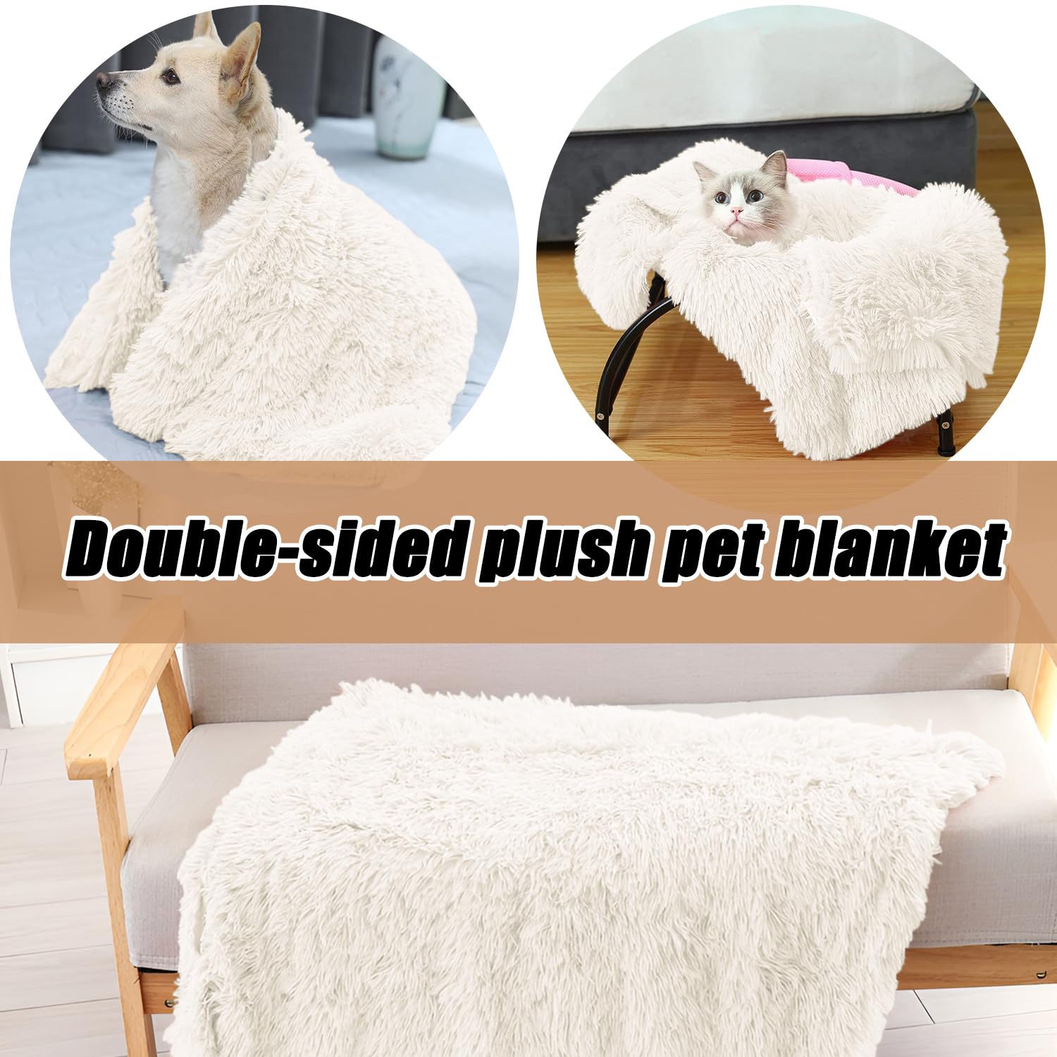 Couverture pour Chats et Chiens, Petite Couverture Chat, Chaud et Confortable, Réversible & Lavable, Tapis Doux pour Animaux 80 x 53cm, Le Confort pour Le Chat et Chien (Blanc)